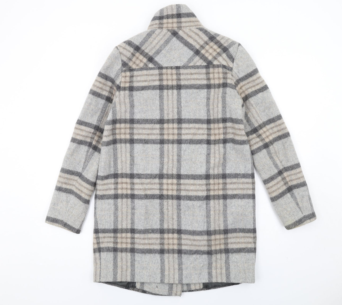 NEXT Womens Grey Plaid Jacket Coat Size 8 Button