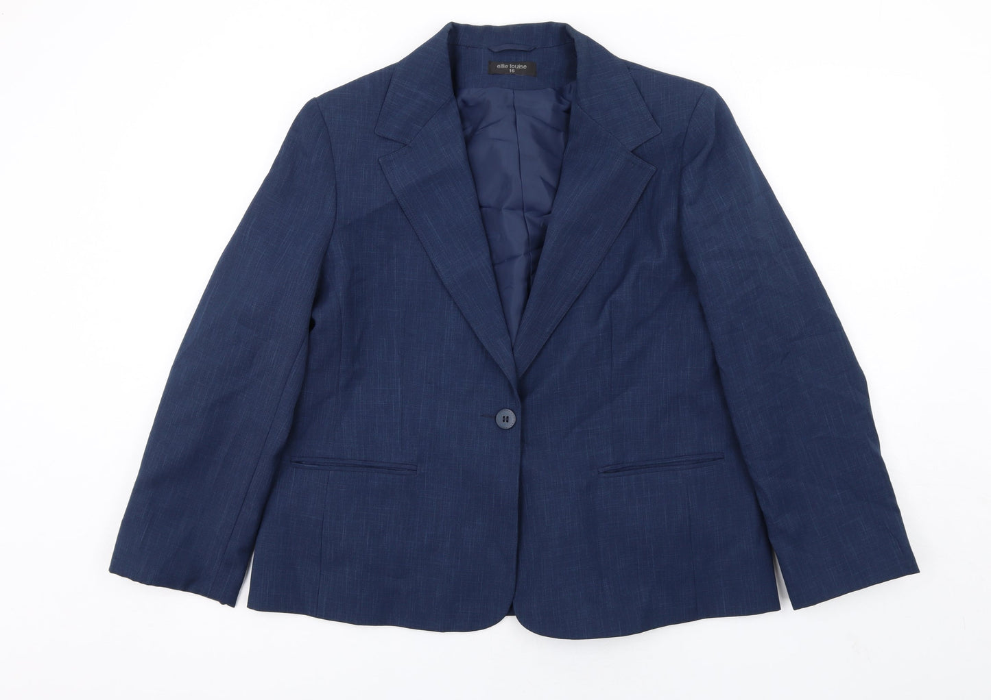 Ellie Louise Womens Blue Polyester Jacket Suit Size 16