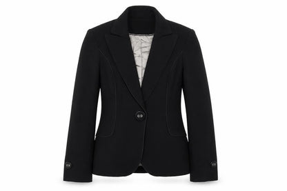 Front view of Autograph women’s black polyester jacket blazer, size UK 10