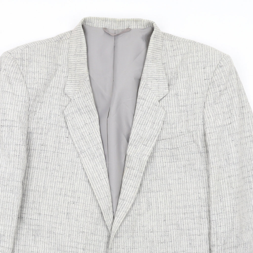 Zootz Mens Grey Striped Polyester Jacket Suit Jacket Size 38 Regular