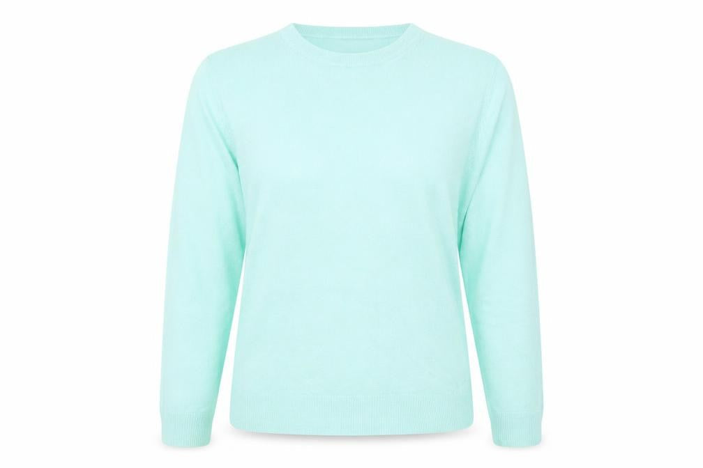 Marks & Spencer Womens Green Round Neck Acrylic Pullover Jumper Size 14