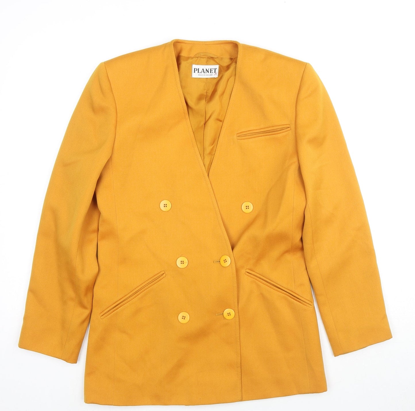 Planet Womens Yellow Jacket Blazer Size 8 Button
