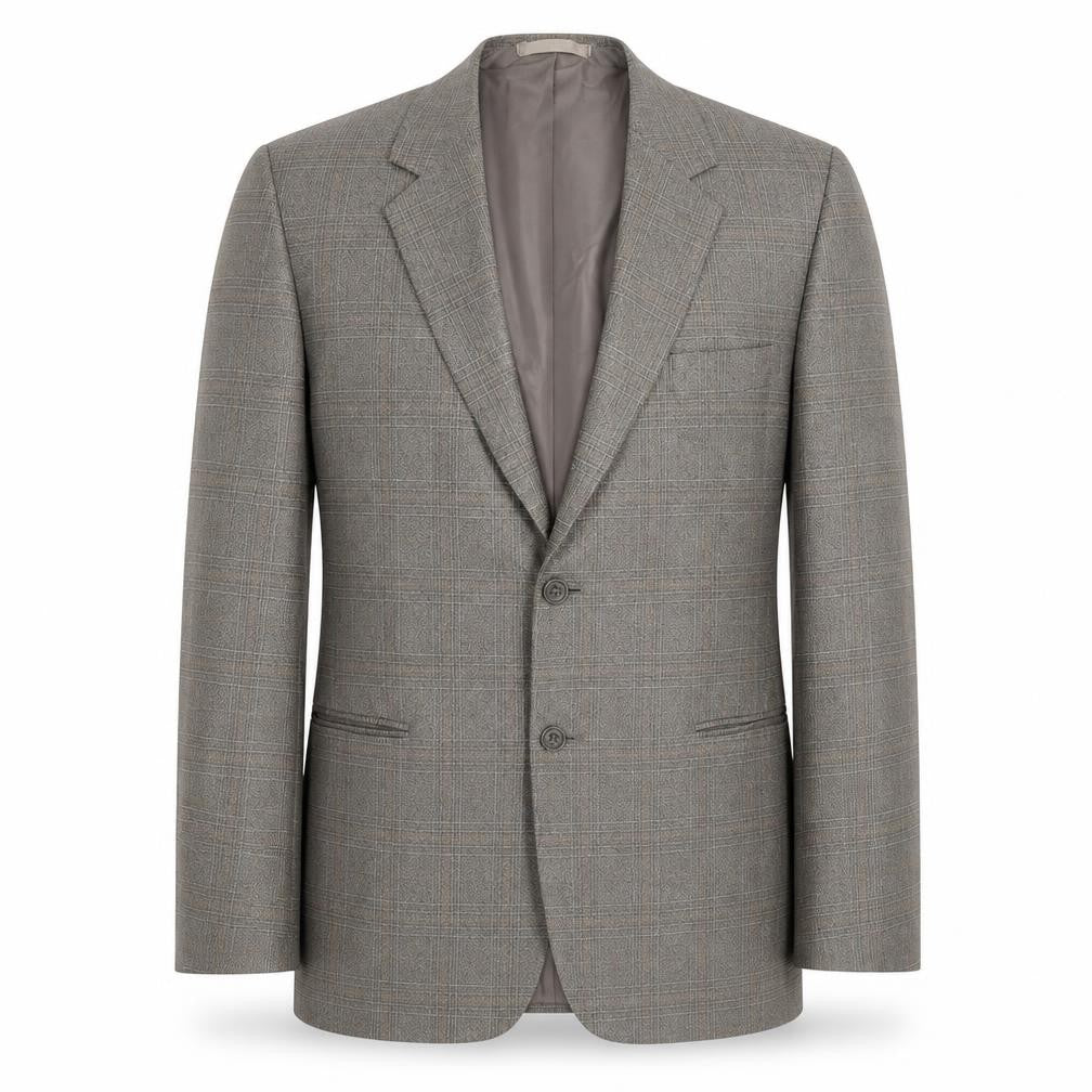 Terylene Mens Grey Check Polyester Jacket Suit Jacket Size 36 Regular