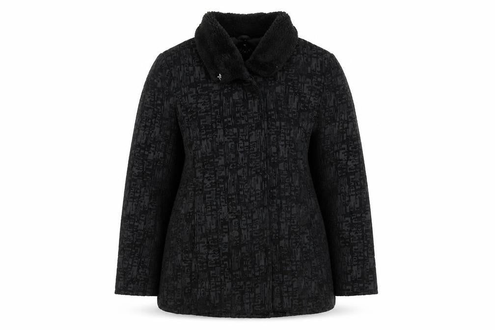TIGI Womens Black Geometric Jacket Size 14 Button - Size 14-16