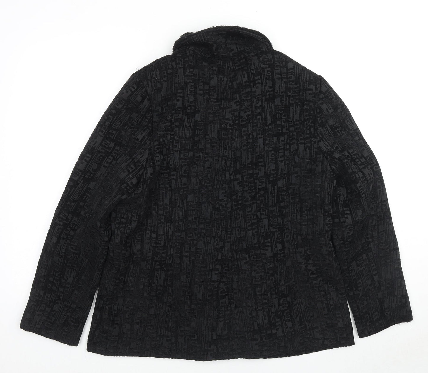 TIGI Womens Black Geometric Jacket Size 14 Button - Size 14-16