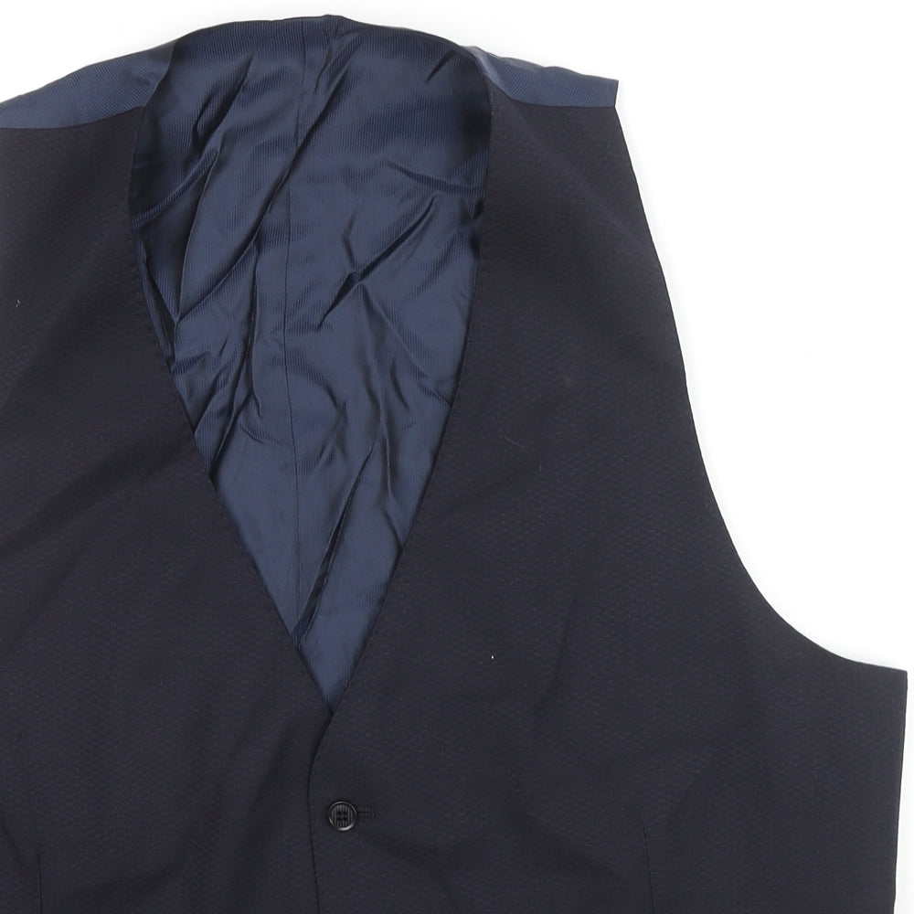 G.A. Mens Blue Wool Jacket Suit Waistcoat Size 48 Regular