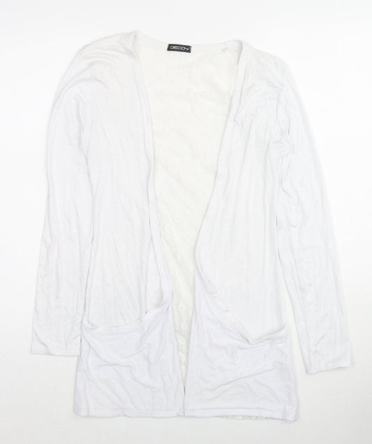 Decoy Womens White V-Neck Viscose Cardigan Jumper Size S - Size S-M