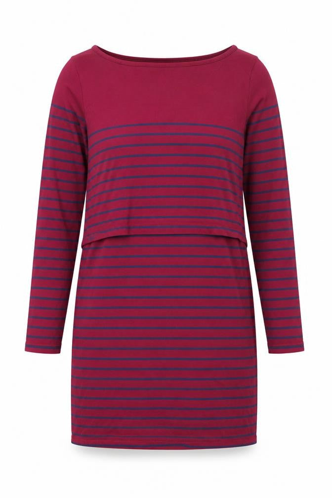 JoJo Maman Bébé Womens Red Striped Cotton Shift Size S Boat Neck Pullover