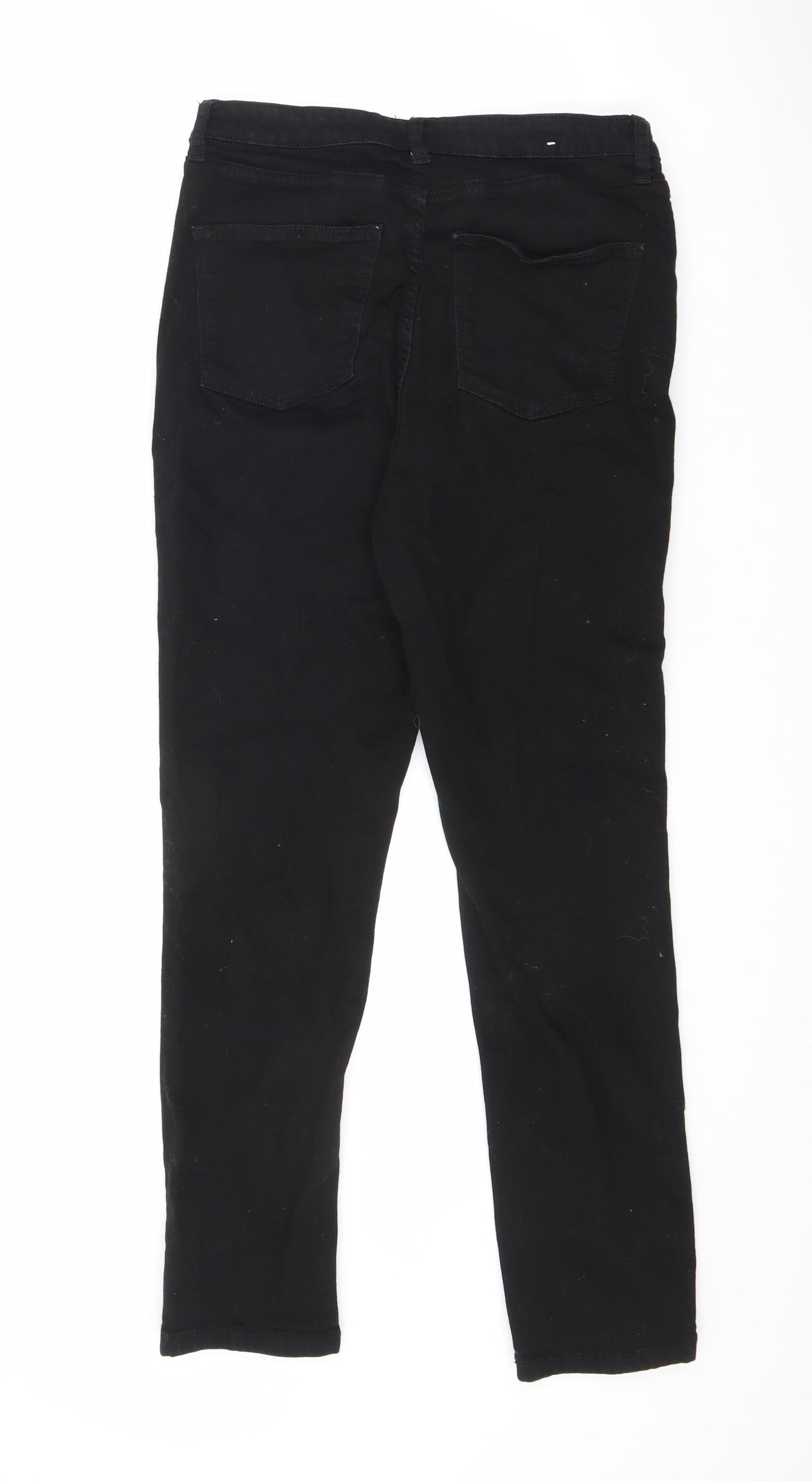 John Lewis Womens Black Cotton Skinny Jeans Size 12 L27.5 in Regular Zip