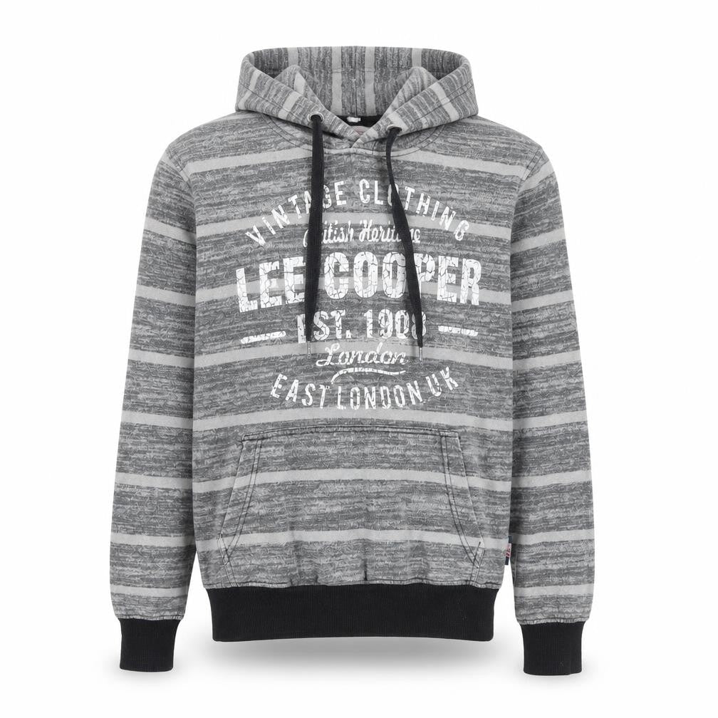 Lee Cooper Mens Grey Striped Cotton Pullover Hoodie Size XS