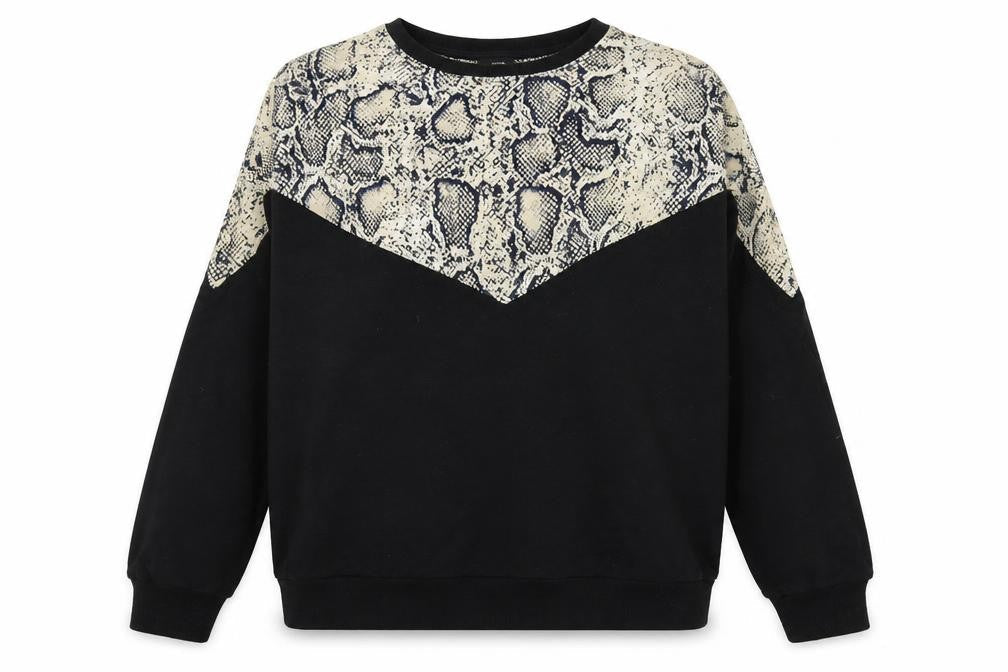 River Island Womens Black Polyester Pullover Sweatshirt Size XS Pullover - Snake Skin Print