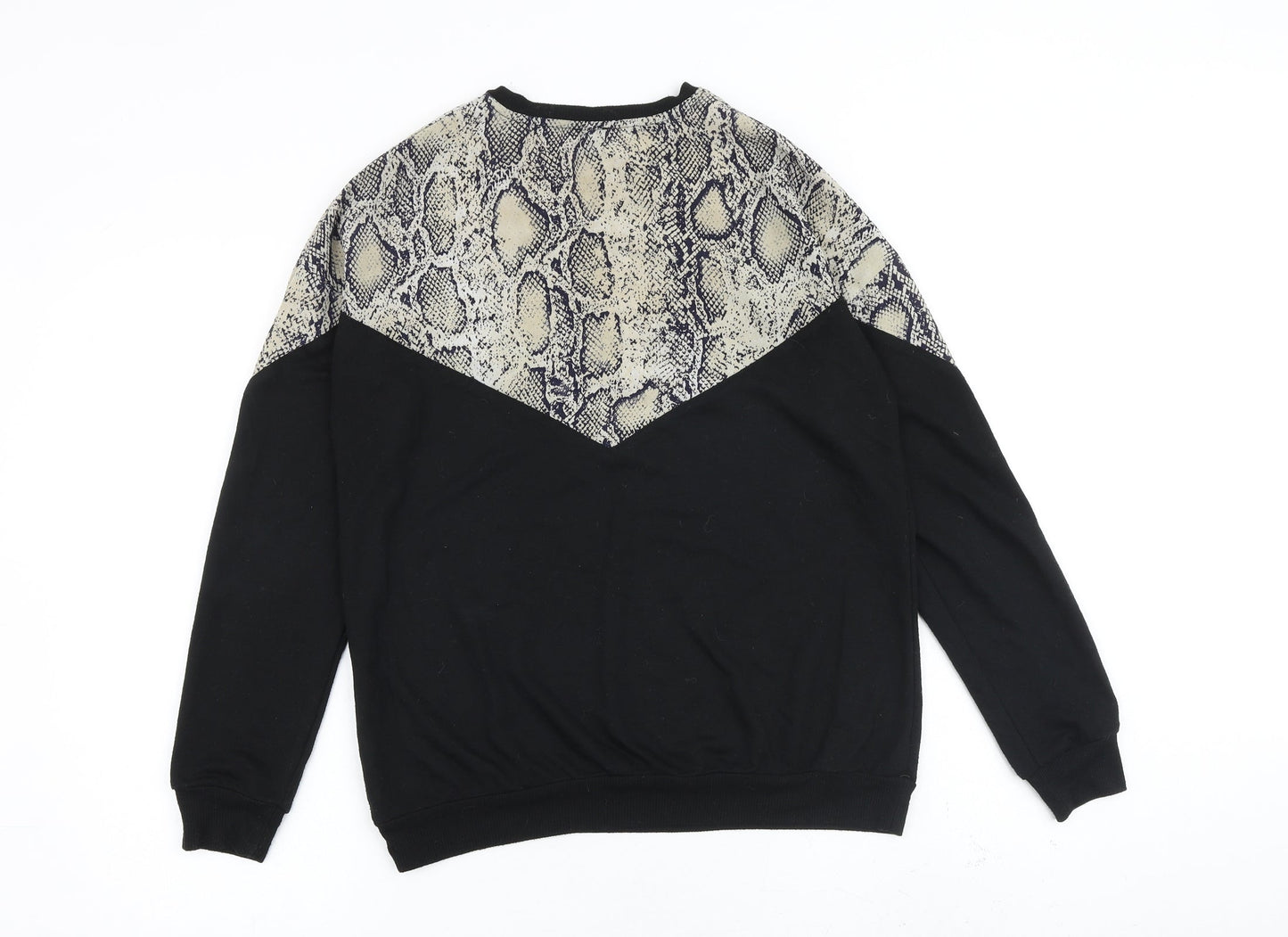 River Island Womens Black Polyester Pullover Sweatshirt Size XS Pullover - Snake Skin Print