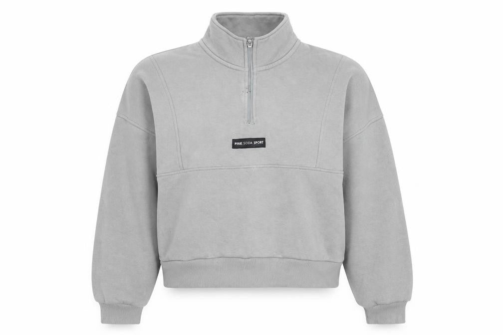Pink Soda Womens Grey Cotton Pullover Sweatshirt Size 14 Zip