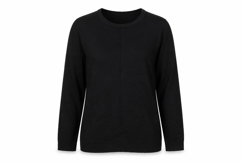 Cecil Womens Black Round Neck Cotton Pullover Jumper Size L