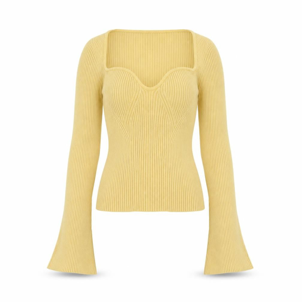H&M Womens Yellow Scoop Neck Viscose Pullover Jumper Size M