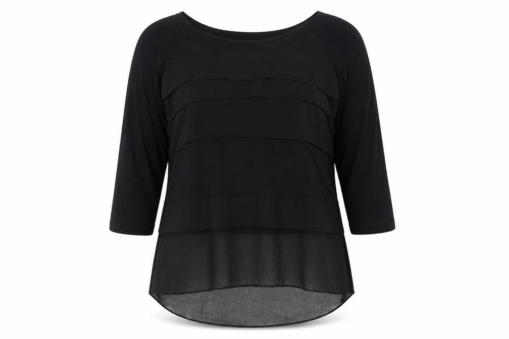 Apricot Womens Black Polyester Basic Blouse Size S Round Neck