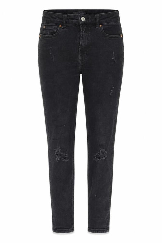 Front view of Denim & Co. women’s grey cotton skinny jeans, size UK 12, 27-inch leg regular zip