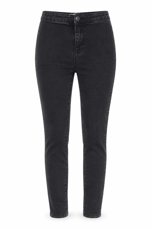 Front view of Denim & Co. women’s grey cotton skinny jeans, size UK 6, 29-inch leg regular zip