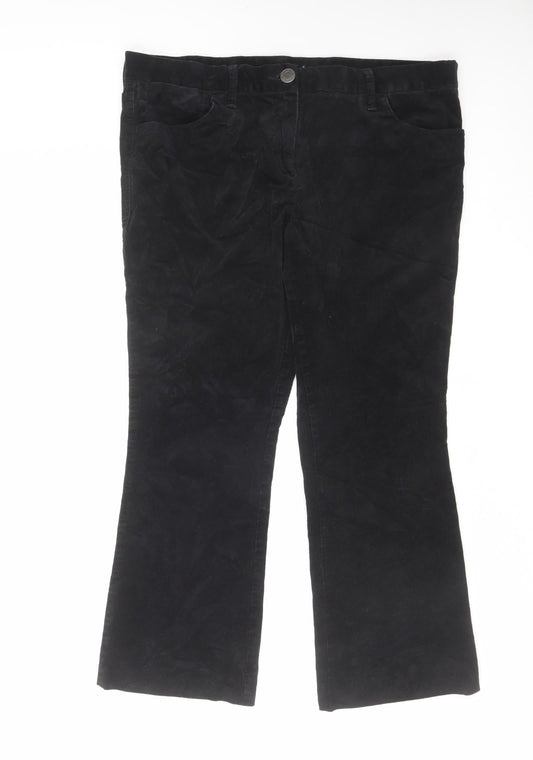 Marks and Spencer Womens Black Cotton Trousers Size 34 in L25 in Regular Zip