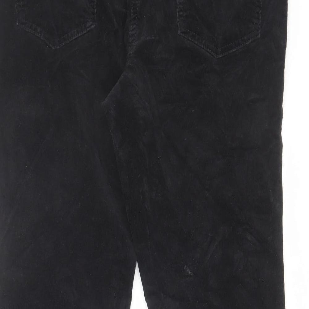 Marks and Spencer Womens Black Cotton Trousers Size 34 in L25 in Regular Zip
