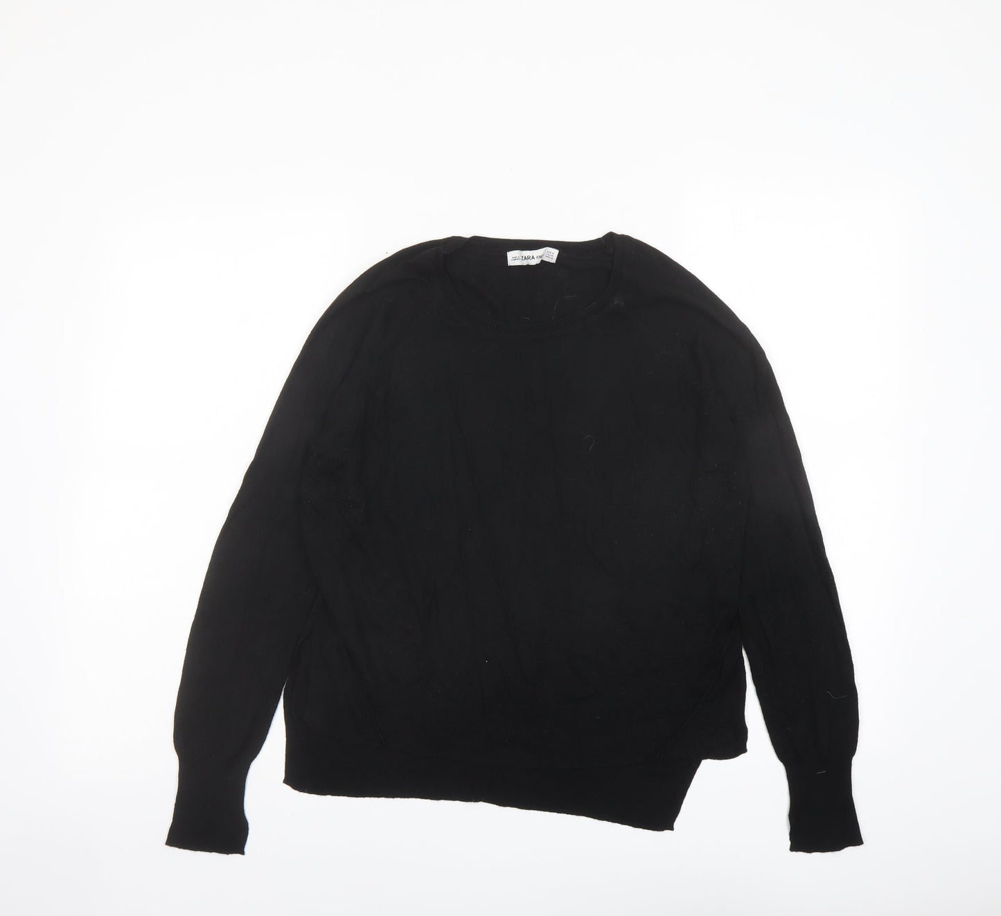 Zara Womens Black Round Neck Acrylic Pullover Jumper Size M