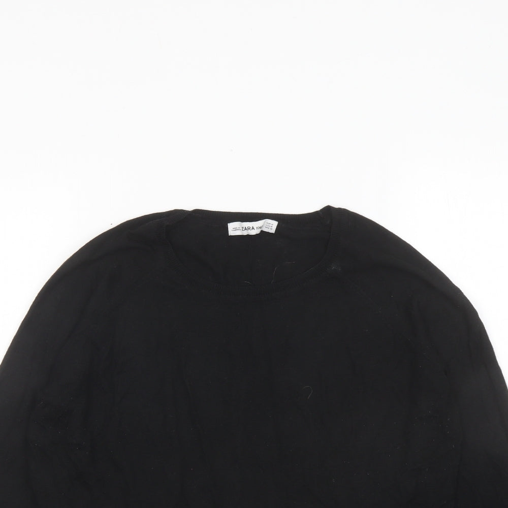 Zara Womens Black Round Neck Acrylic Pullover Jumper Size M