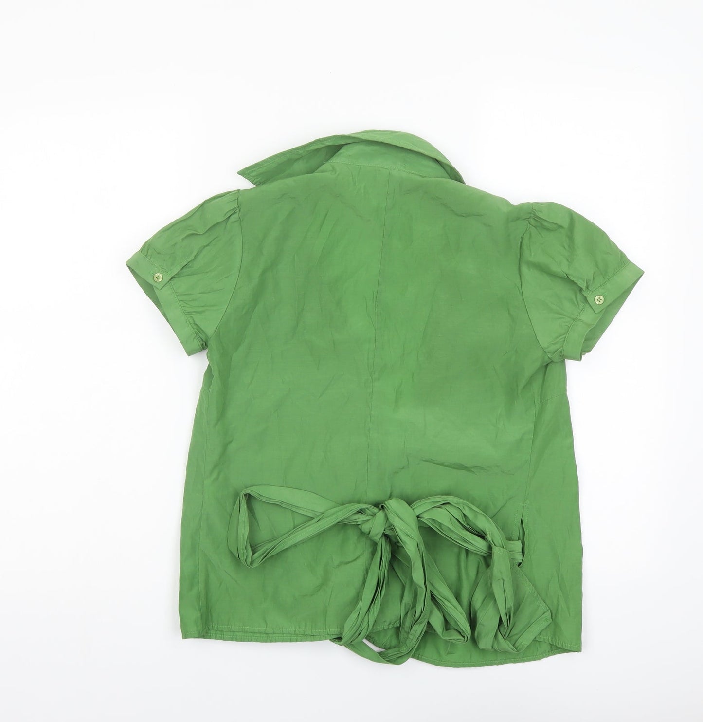 Zara Womens Green Polyester Wrap Blouse Size M V-Neck