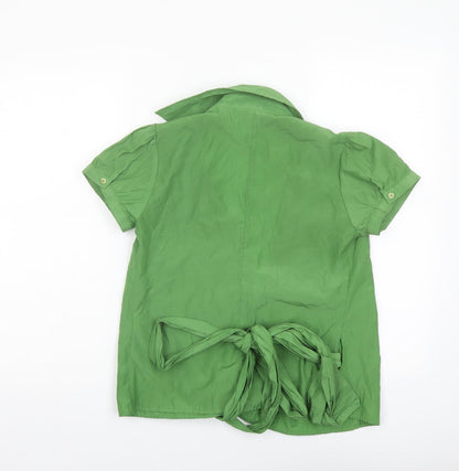 Zara Womens Green Polyester Wrap Blouse Size M V-Neck