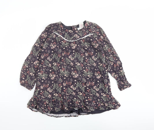 The Prairie Girls Multicoloured Floral Viscose Trapeze & Swing Size 7 Years Round Neck Button