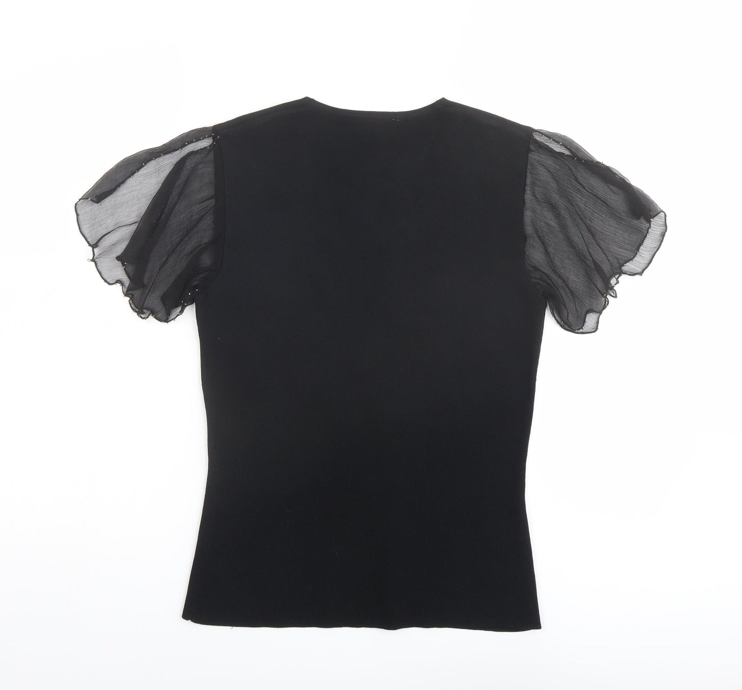 CC Womens Black Viscose Basic Blouse Size S V-Neck