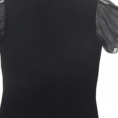 Country Casuals Womens Black Viscose Basic Blouse Size S V-Neck