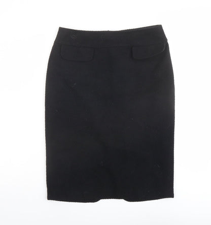 Marks & Spencer Womens Black Polyester Swing Skirt Size 10 Zip