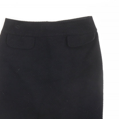Marks & Spencer Womens Black Polyester Swing Skirt Size 10 Zip