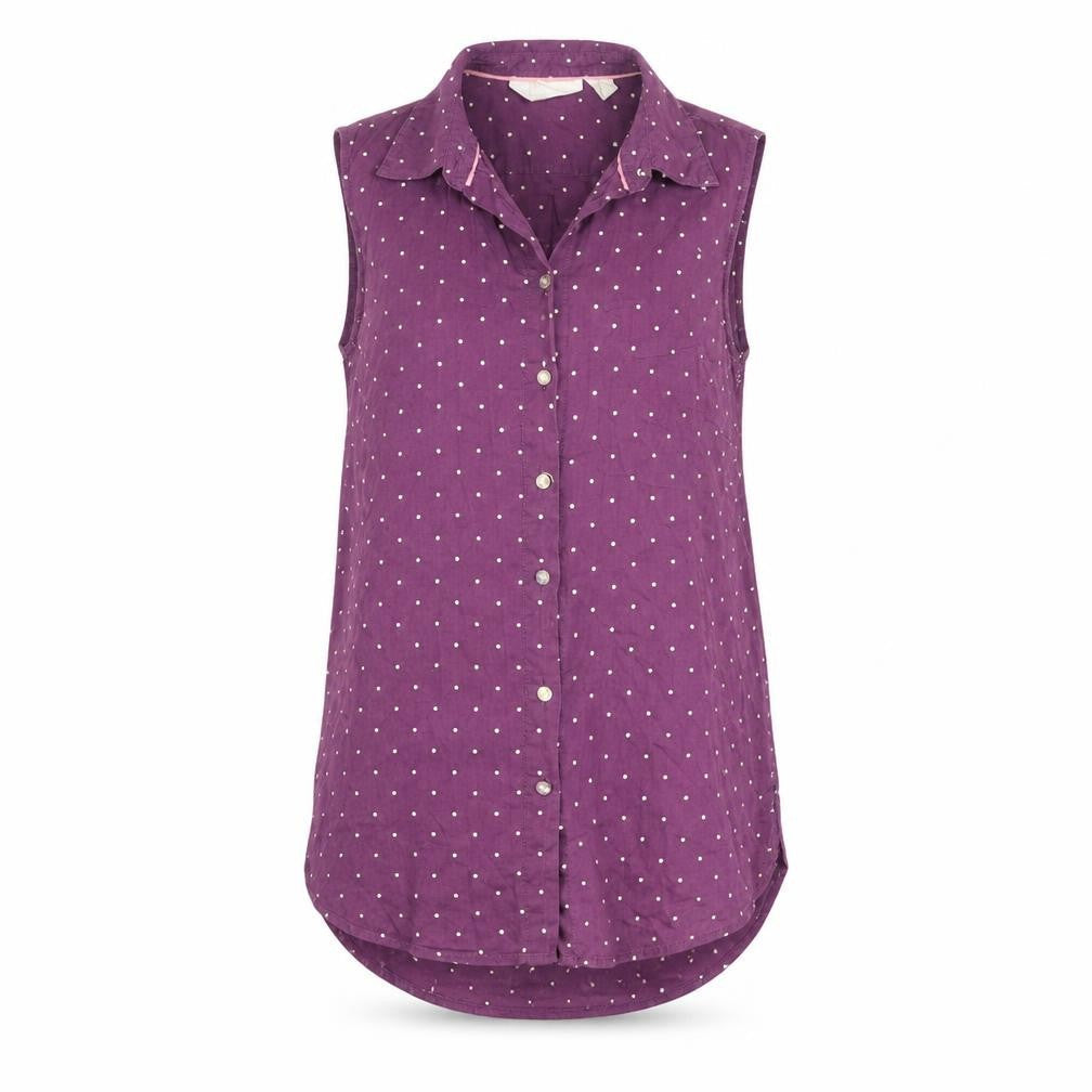 H&M Womens Purple Polka Dot Cotton Basic Button-Up Size 8 Collared