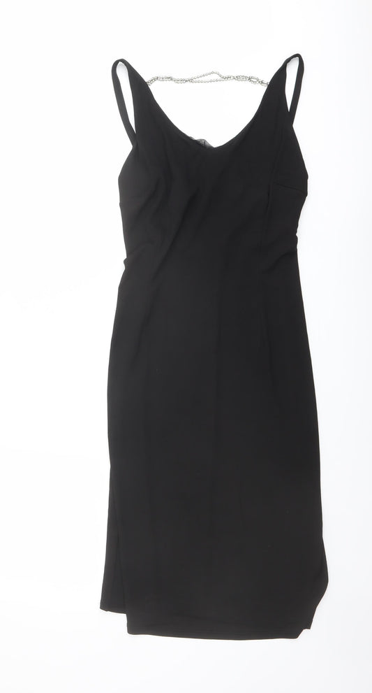 Press & Bastyan Womens Black Polyester A-Line Size 8 Scoop Neck Pullover