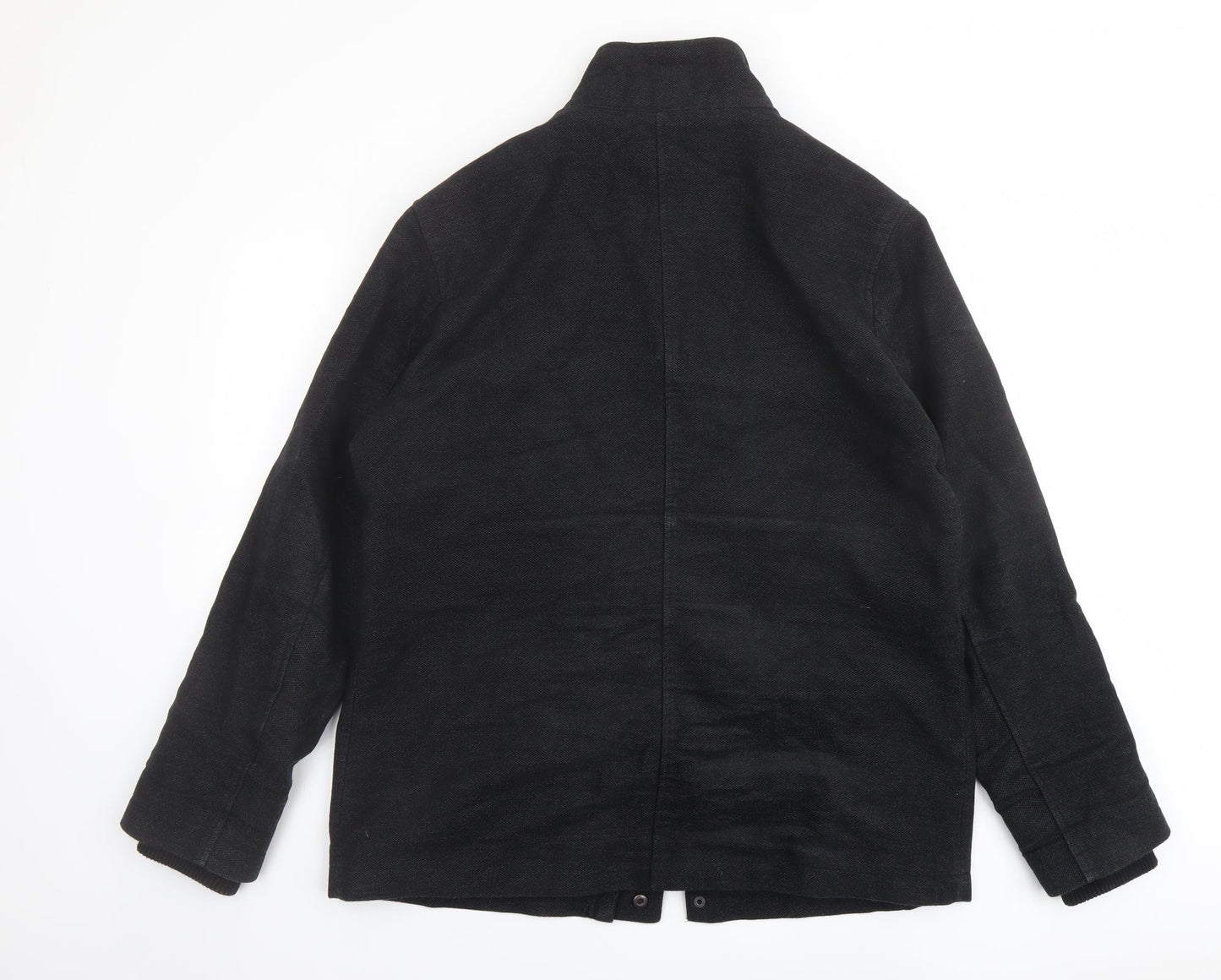 Marks and Spencer Mens Black Pea Coat Coat Size L Zip