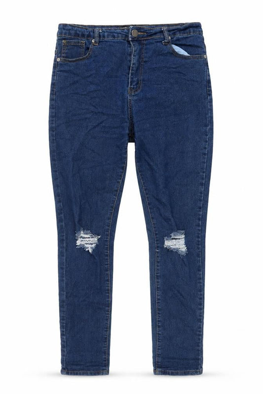Boohoo Womens Blue Cotton Skinny Jeans Size 12 L28 in Regular Button
