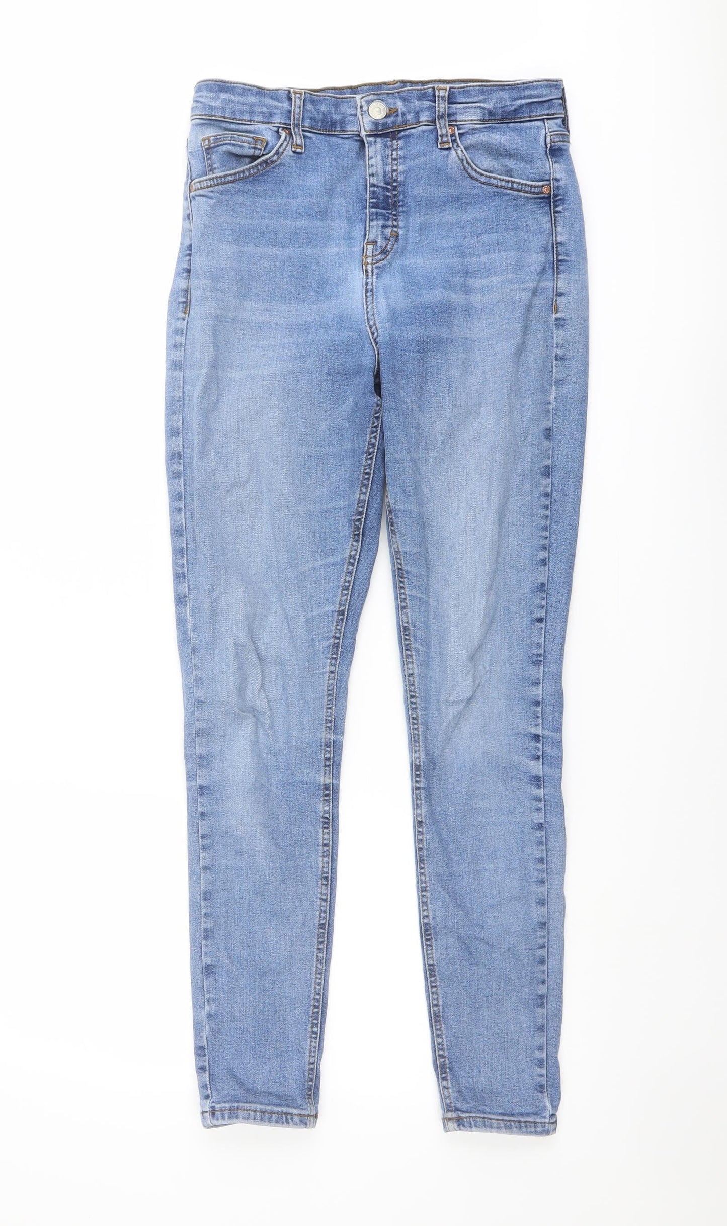 Topshop Womens Blue Cotton Skinny Jeans Size 26 in L26 in Regular Button