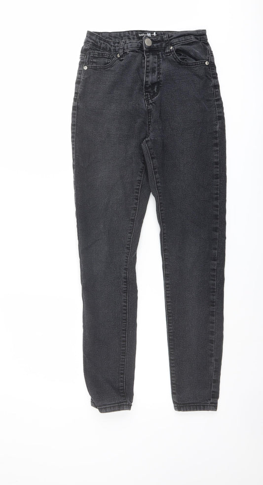 Preloved Boohoo Womens Grey Cotton Skinny Jeans Size 8 L27 in Regular Button - Front