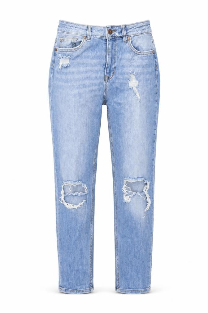 H&M Womens Blue Cotton Straight Jeans Size 6 L27 in Regular Button
