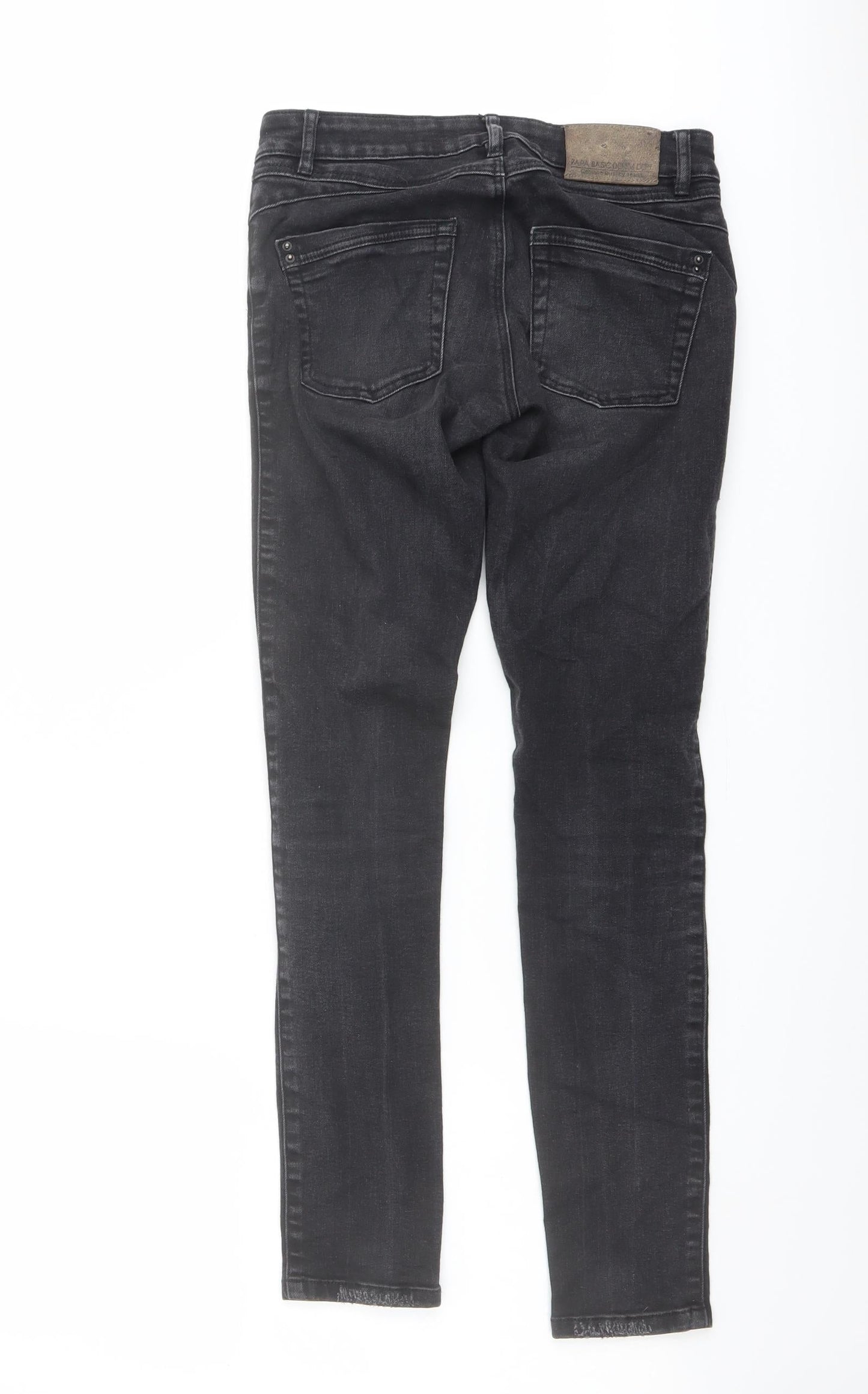 Zara Womens Grey Cotton Skinny Jeans Size 6 L28 in Regular Button