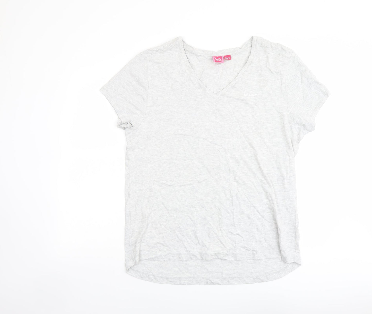 LA Gear Womens Grey Cotton Basic T-Shirt Size 20 V-Neck