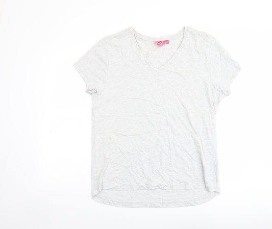 LA Gear Womens Grey Cotton Basic T-Shirt Size 20 V-Neck
