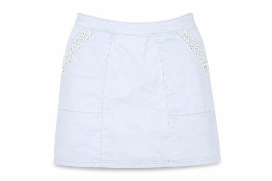 H&M Womens Blue Cotton A-Line Skirt Size 6 Zip
