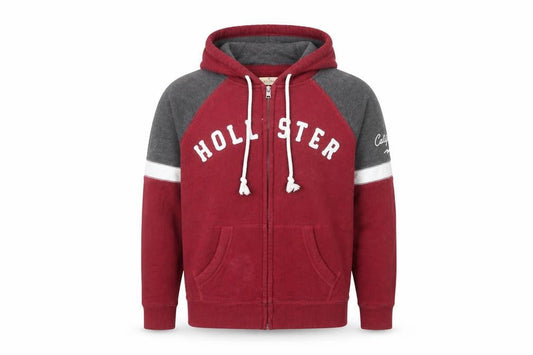 Hollister Mens Red Cotton Full Zip Hoodie Size S
