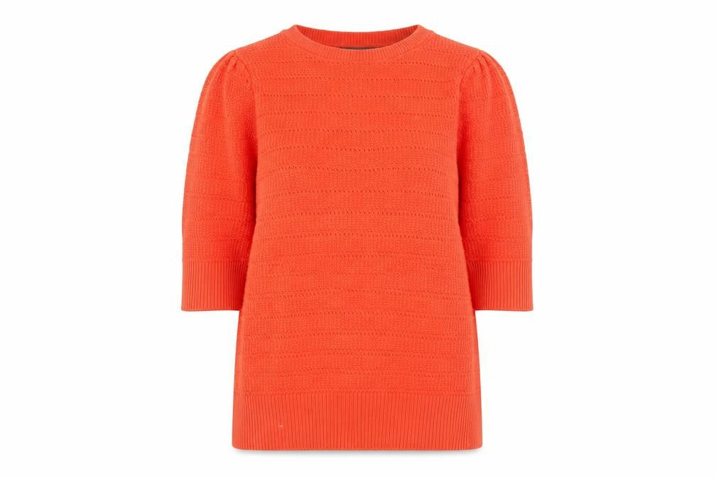 Marks & Spencer Womens Orange Round Neck Cotton Pullover Jumper Size 10