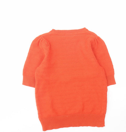 Marks & Spencer Womens Orange Round Neck Cotton Pullover Jumper Size 10