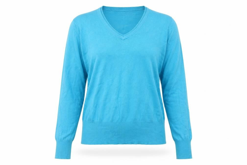 Debenhams Womens Blue V-Neck Viscose Pullover Jumper Size 14