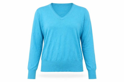 Debenhams Womens Blue V-Neck Viscose Pullover Jumper Size 14