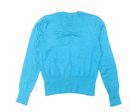 Debenhams Womens Blue V-Neck Viscose Pullover Jumper Size 14
